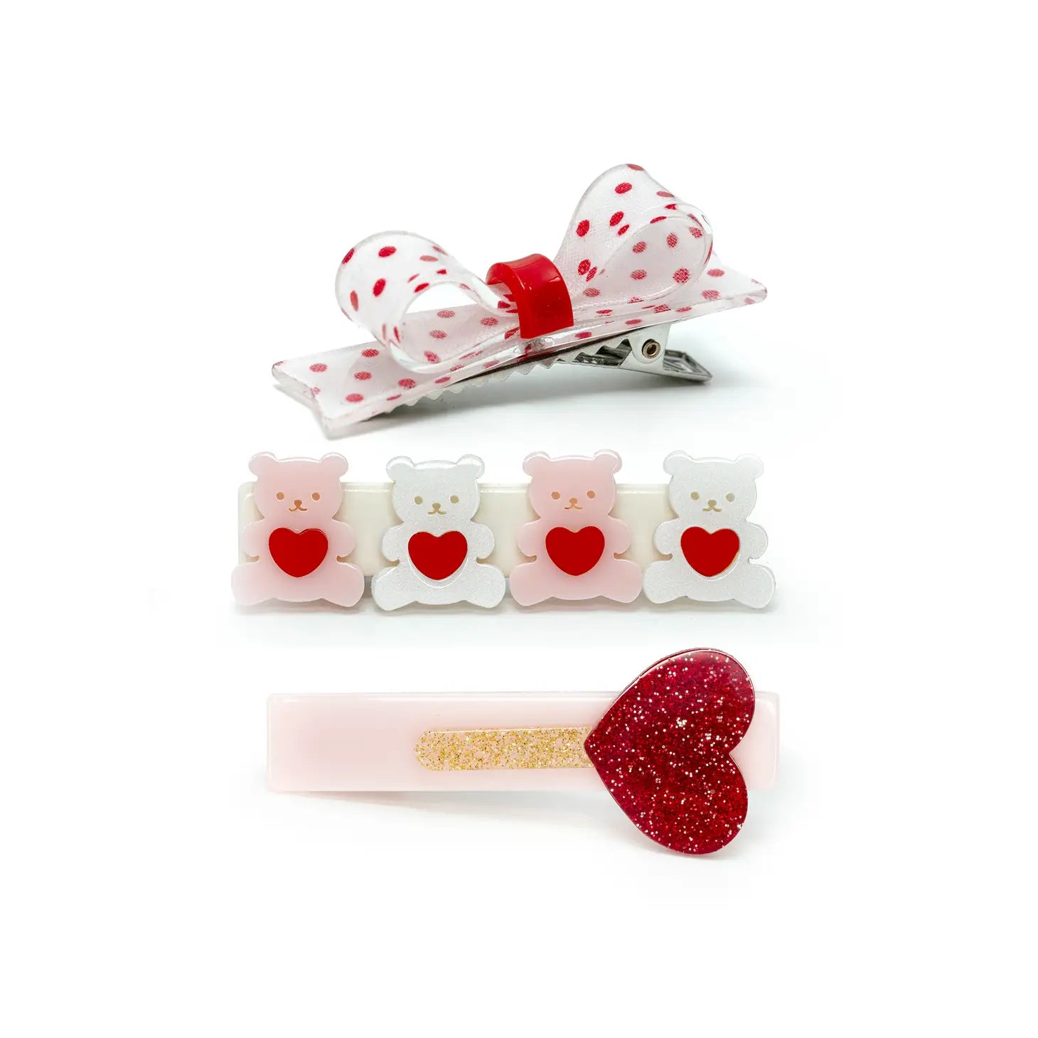 Cute Bears Heart Lollipop and Bow Alligator Clip