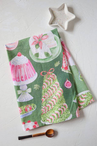 Festive Christmas foodie holiday cotton tea towel