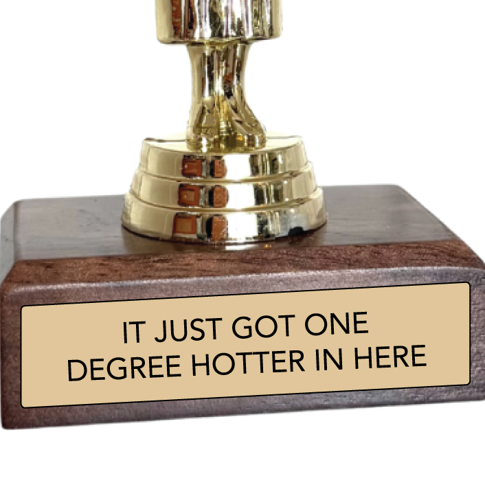 IT JUST GOT ONE DEGREE HOTTER IN HERE trophy