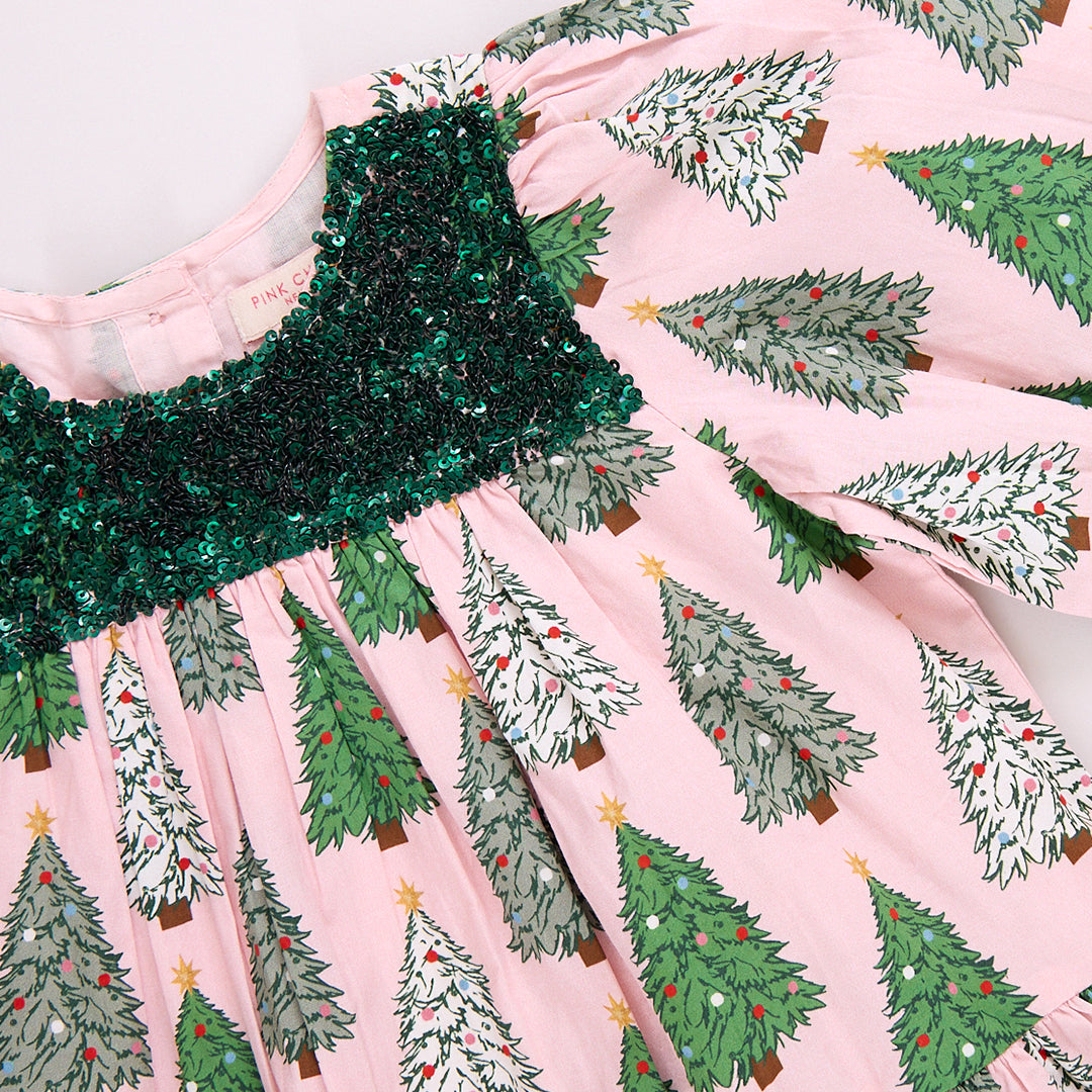 Fiona Dress - Pink Trees