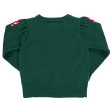 Constance Sweater - Green Candy Cane Bows