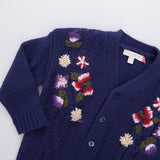 Grandpa Sweater - Navy Floral Embroidery
