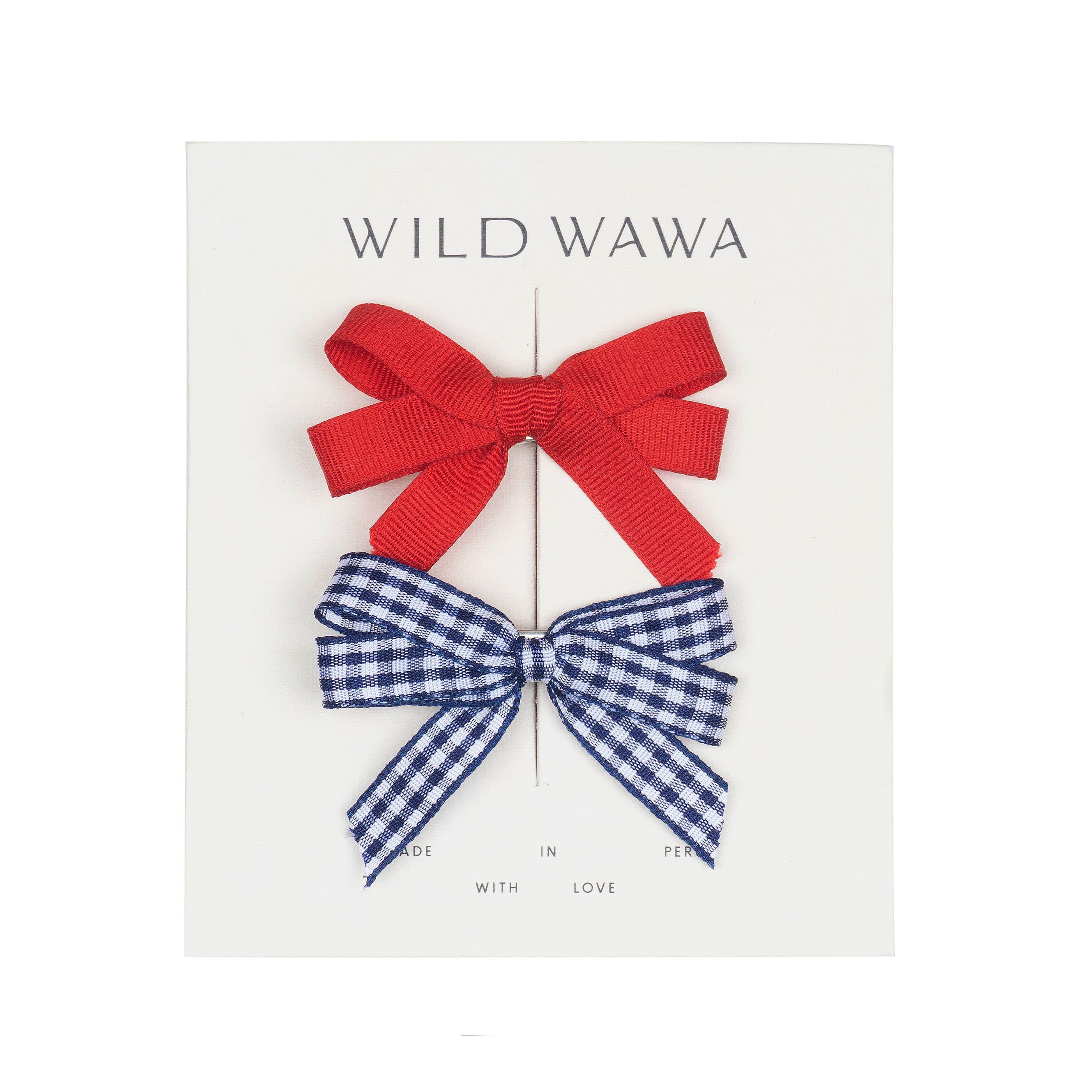 Bow Clip Set in Red and Blue