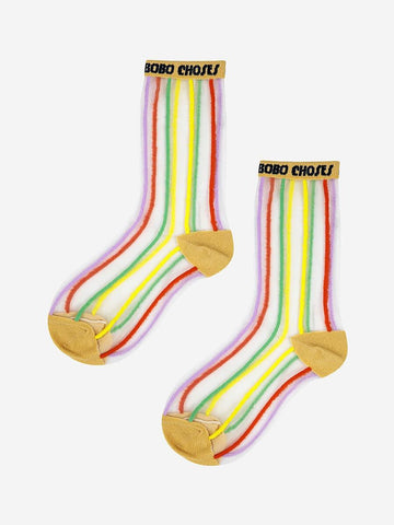 Color Stripes transparent short socks