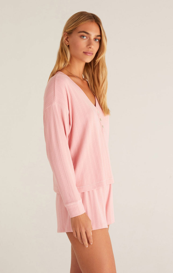 Dusk Silky Pointelle Long Sleeve Top