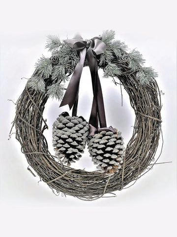 Twig 18" Wreath - Silver